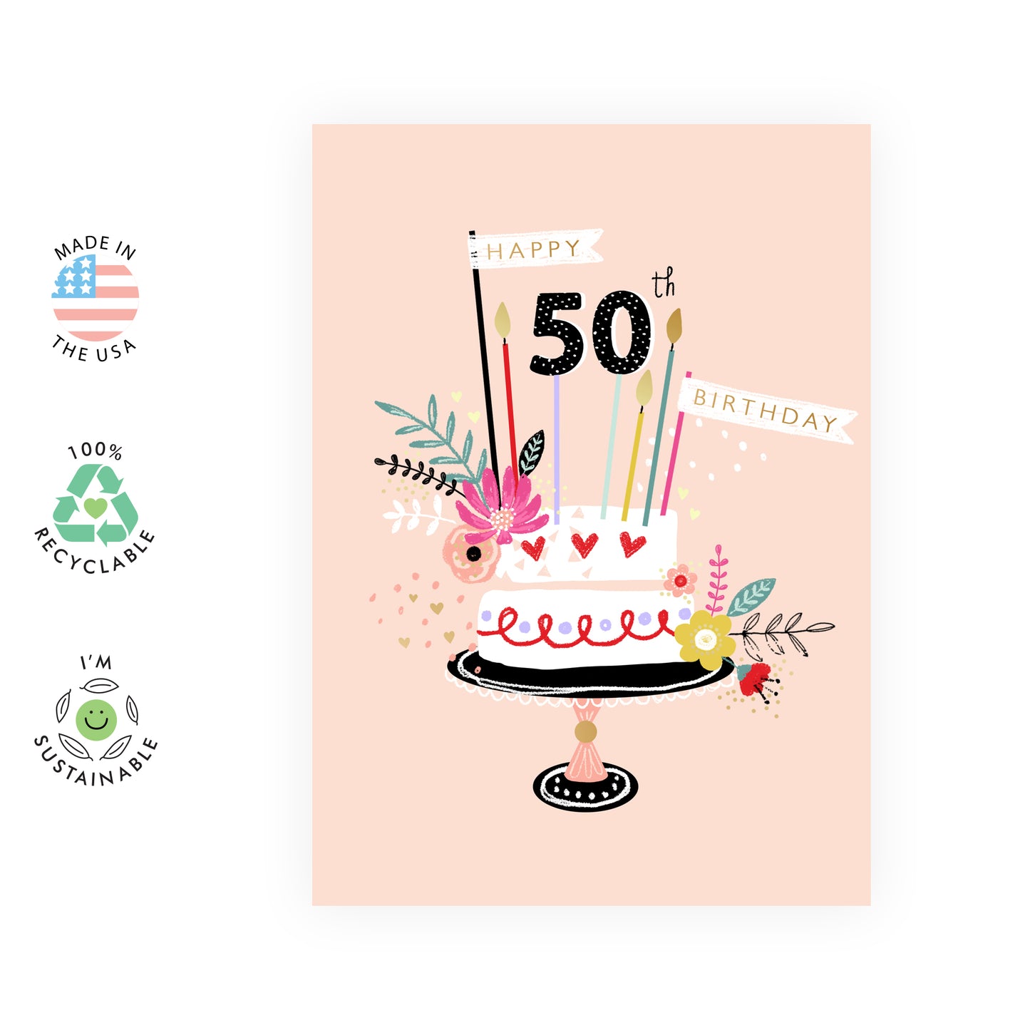 Cute Birthday Card - Happy 50th Birthday - For Mom Women Her