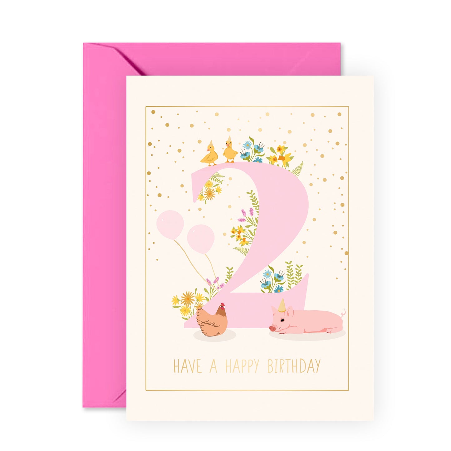 2nd Birthday Card - Have a Happy Birthday Two - For Kids Girls Her