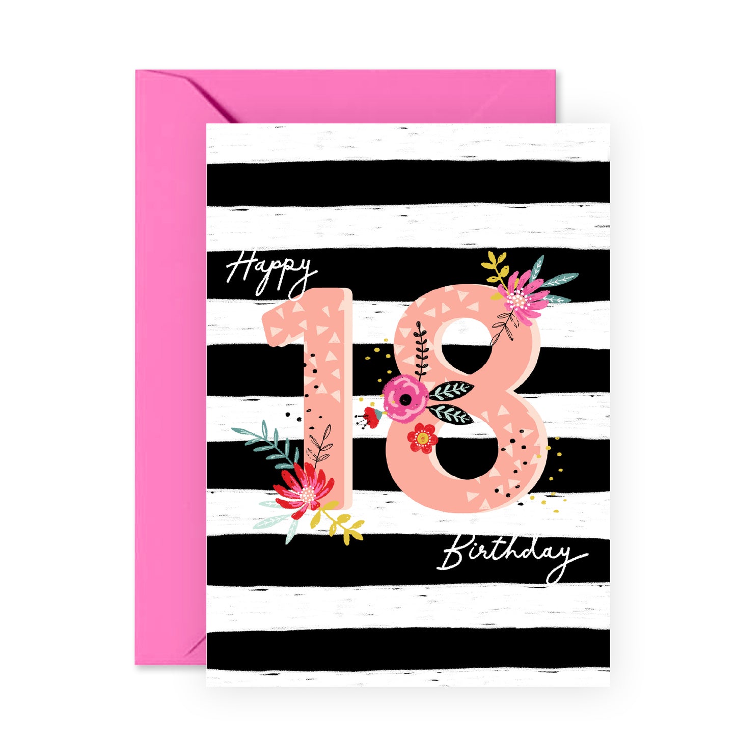 Floral Birthday Card - Happy 18th Birthday - For Women Girls Her