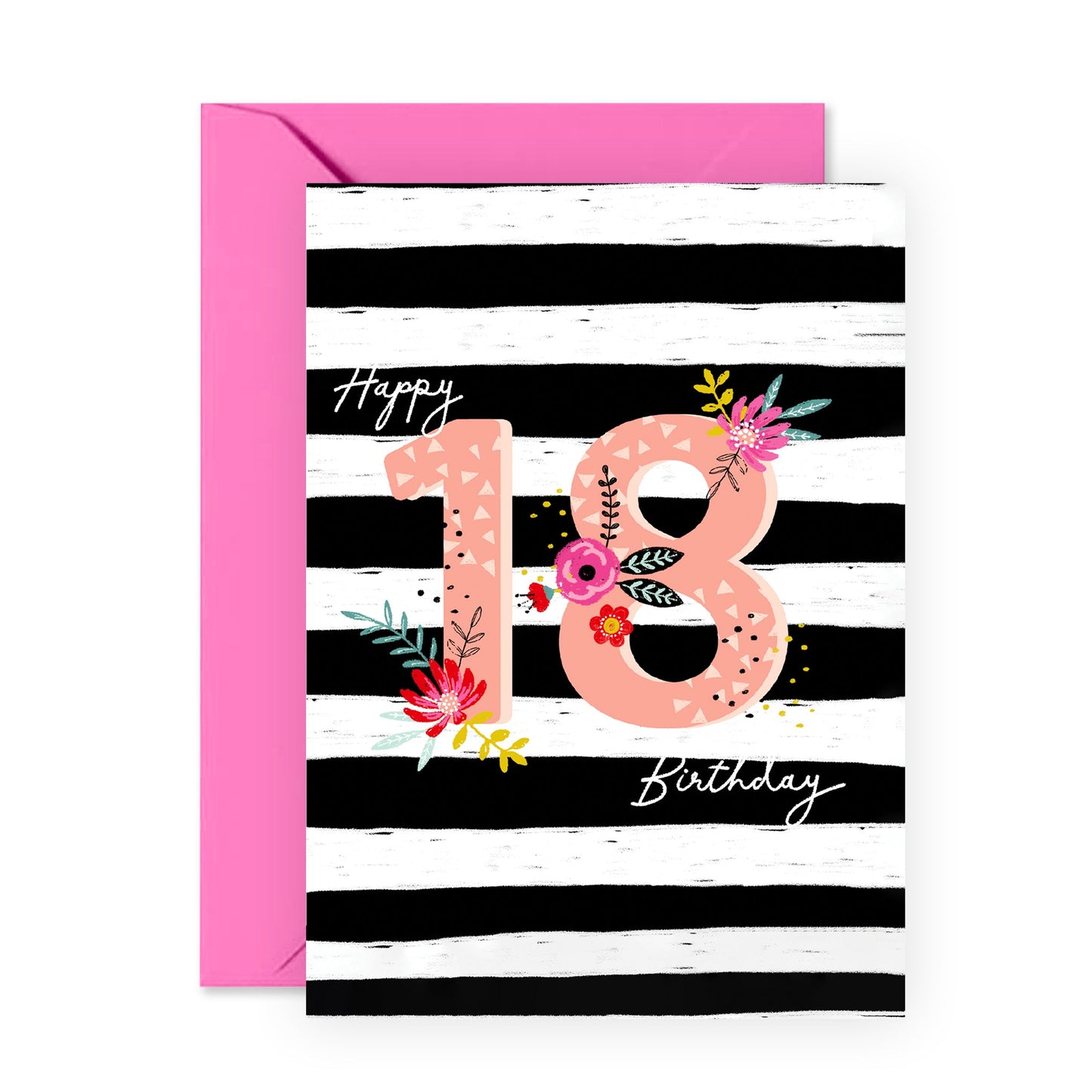 Floral Birthday Card - Happy 18th Birthday - For Women Girls Her