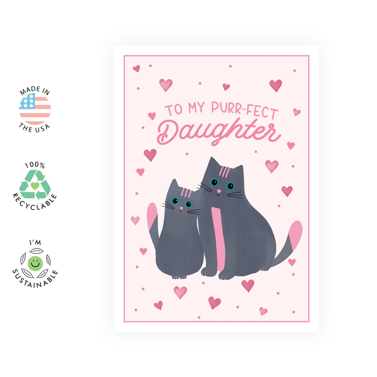 Cat Birthday Cards - To My Purrfect Daughter - For Girls