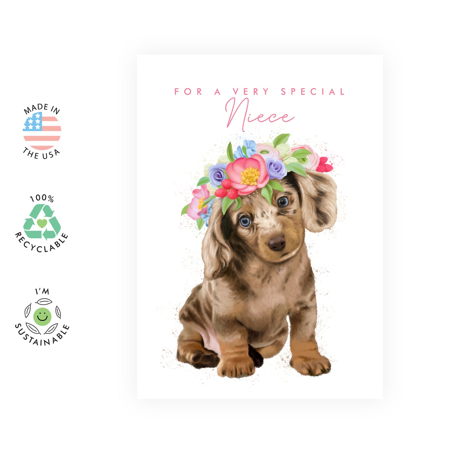 Dog Birthday Card - For A Very Special Niece - For Women Girls Her