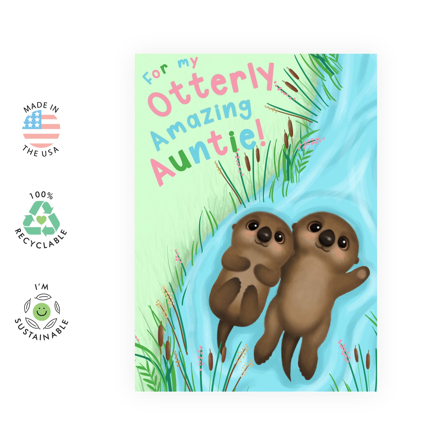 Otter Birthday Card - Otterly Amazing Auntie - For Aunt Women Her