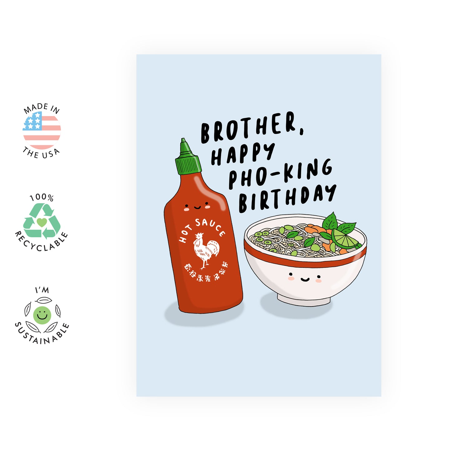 Funny Birthday Card - Brother, Happy Pho-King Birthday - For Him Men Boys