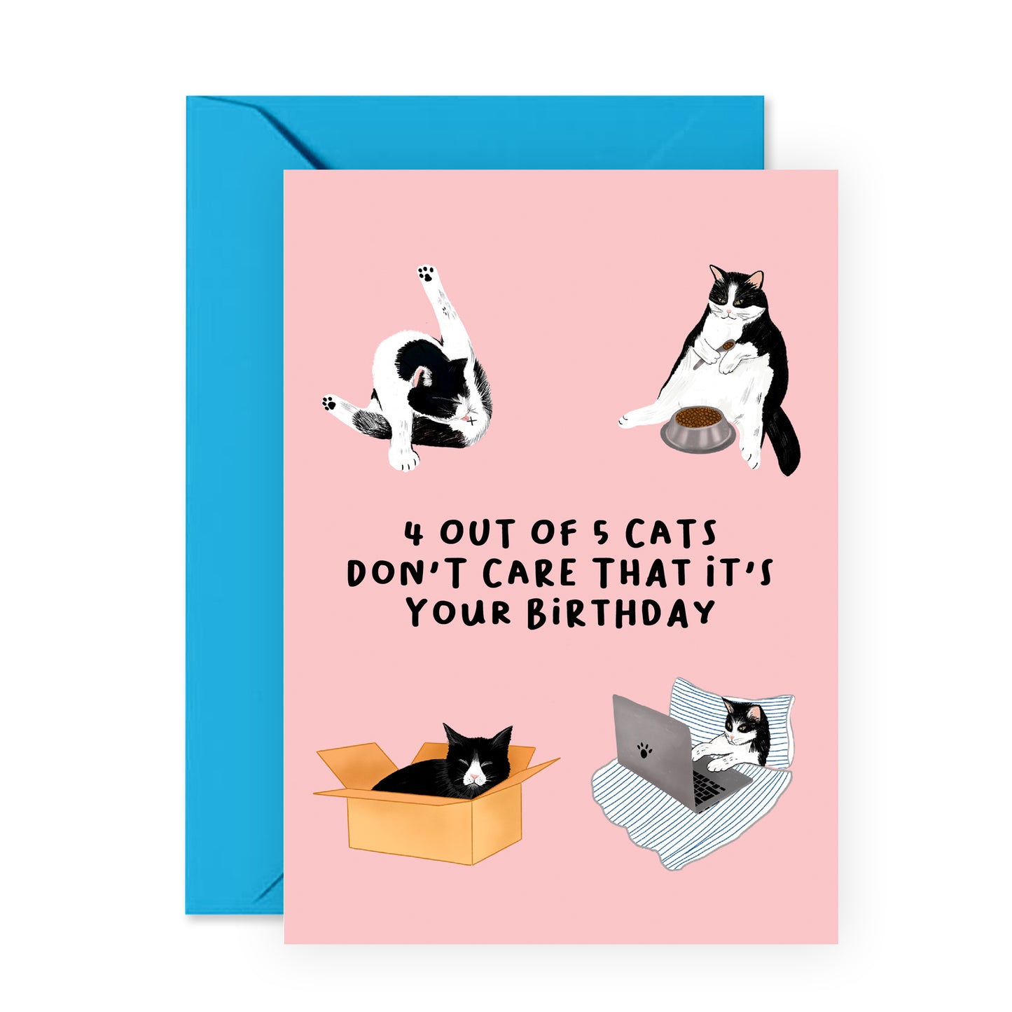 Funny Birthday Card - 4 Out Of 5 Cats - For Men Women Him Her Friends