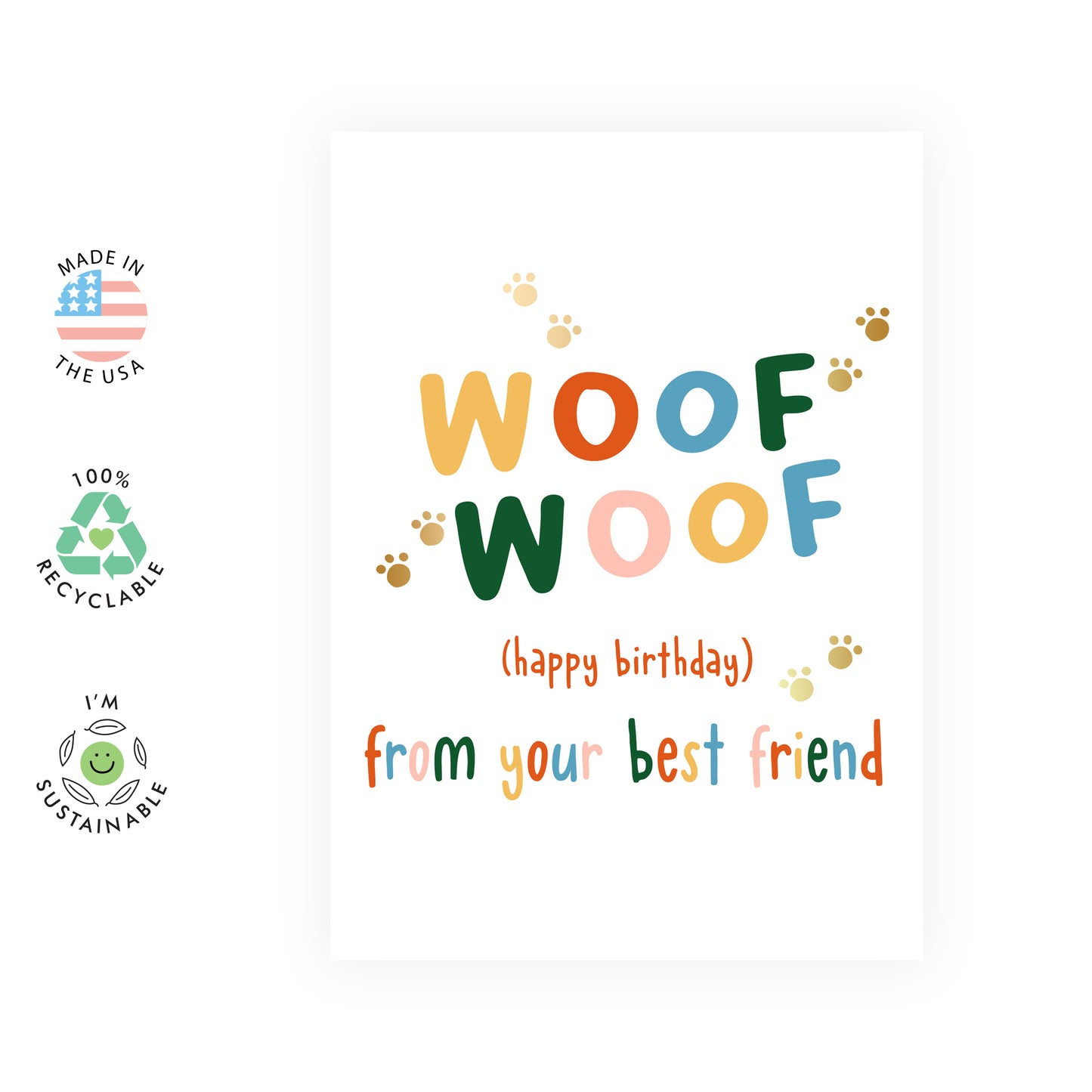 Cute Birthday Card - Woof Woof Happy Birthday - For Men Women Him Her