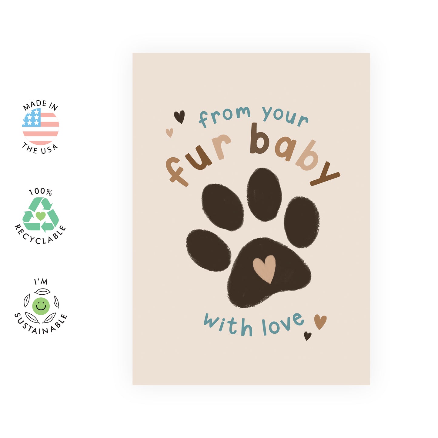 Cute Birthday Card - Fur Baby With Love - For Men Women Him Her