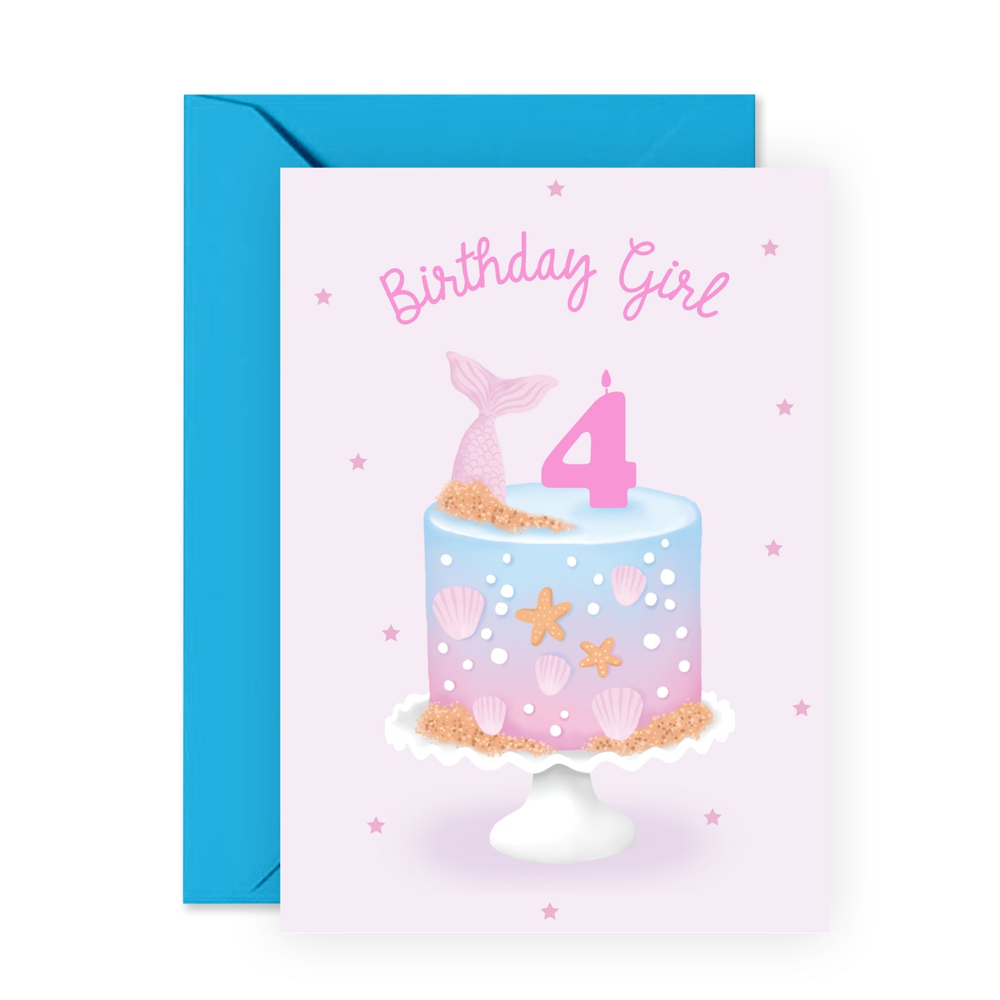 4th Birthday Card - Birthday Girl Four - For Kids Girls Daughter Granddaughter