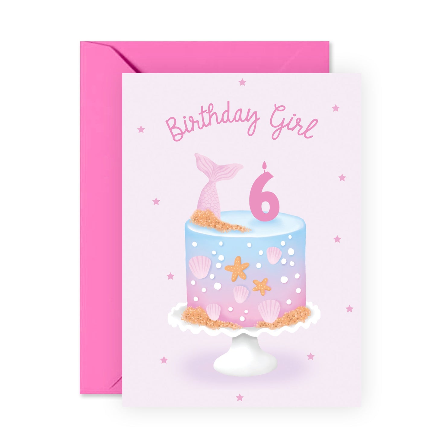 6th Birthday Card - Birthday Girl Six - For Kids Girls Daughter Granddaughter