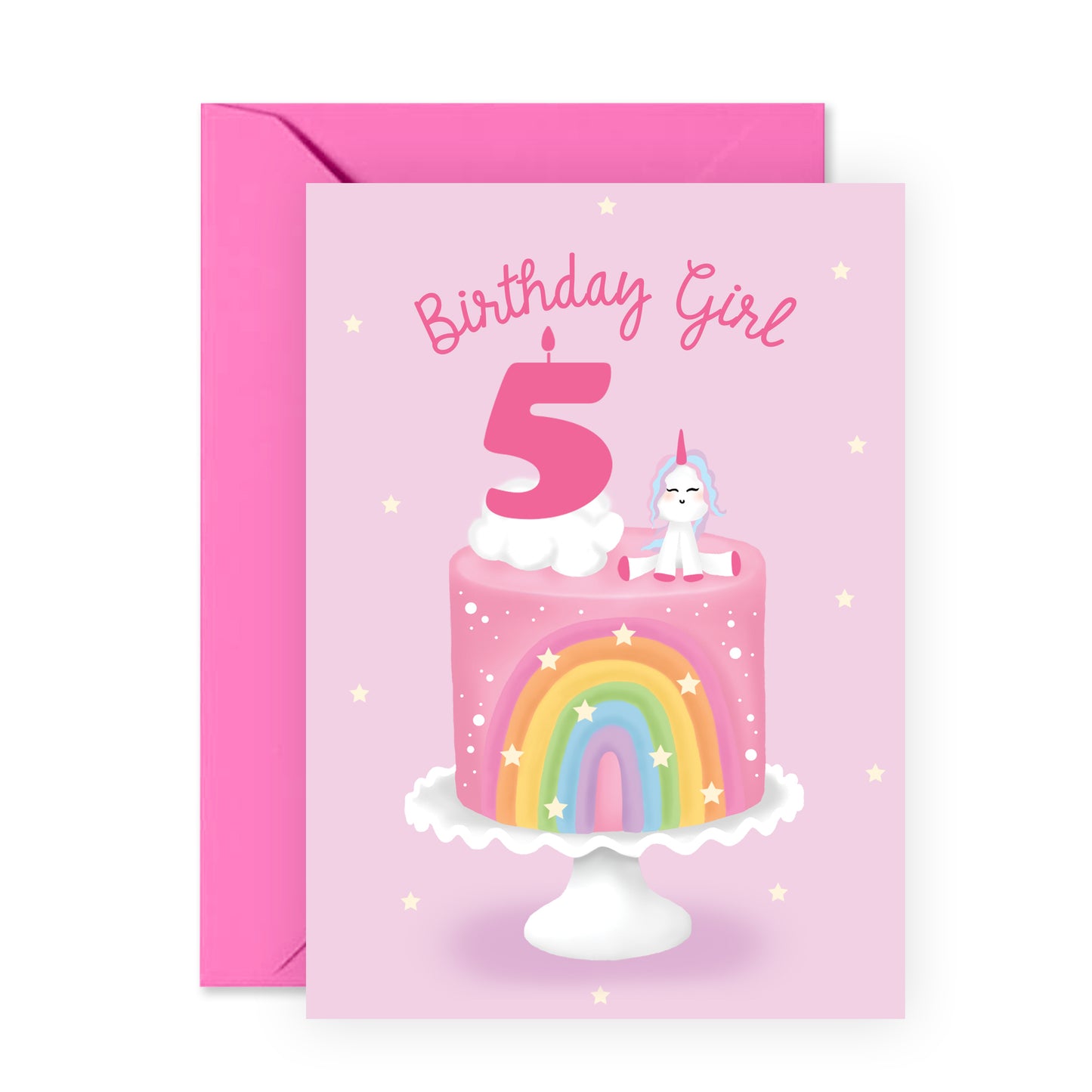 Cute 5th Birthday Card - Birthday Girl Five - For Girls Kids