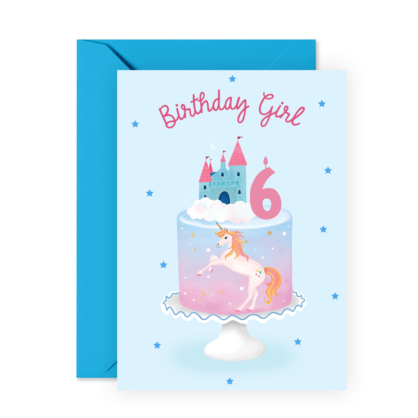 6th Birthday Card - Birthday Girl Six Unicorn - For Girls Kids Her