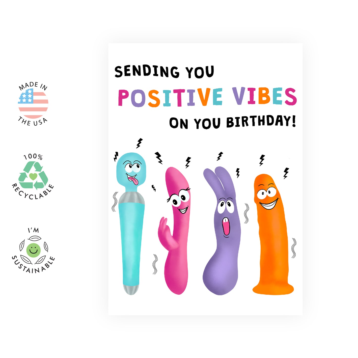 Naughty Birthday Card - Positive Vibes - For Women