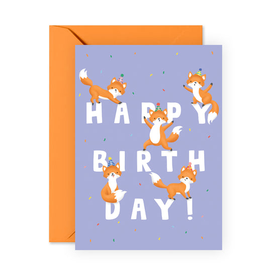Animal Birthday Card - Birthday Letters Fox - For Boys Girls Kids