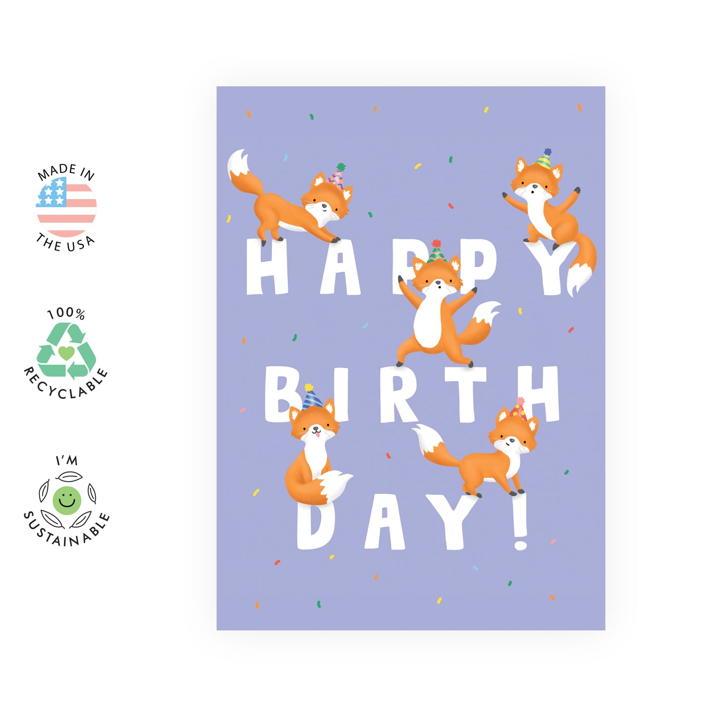 Animal Birthday Card - Birthday Letters Fox - For Boys Girls Kids