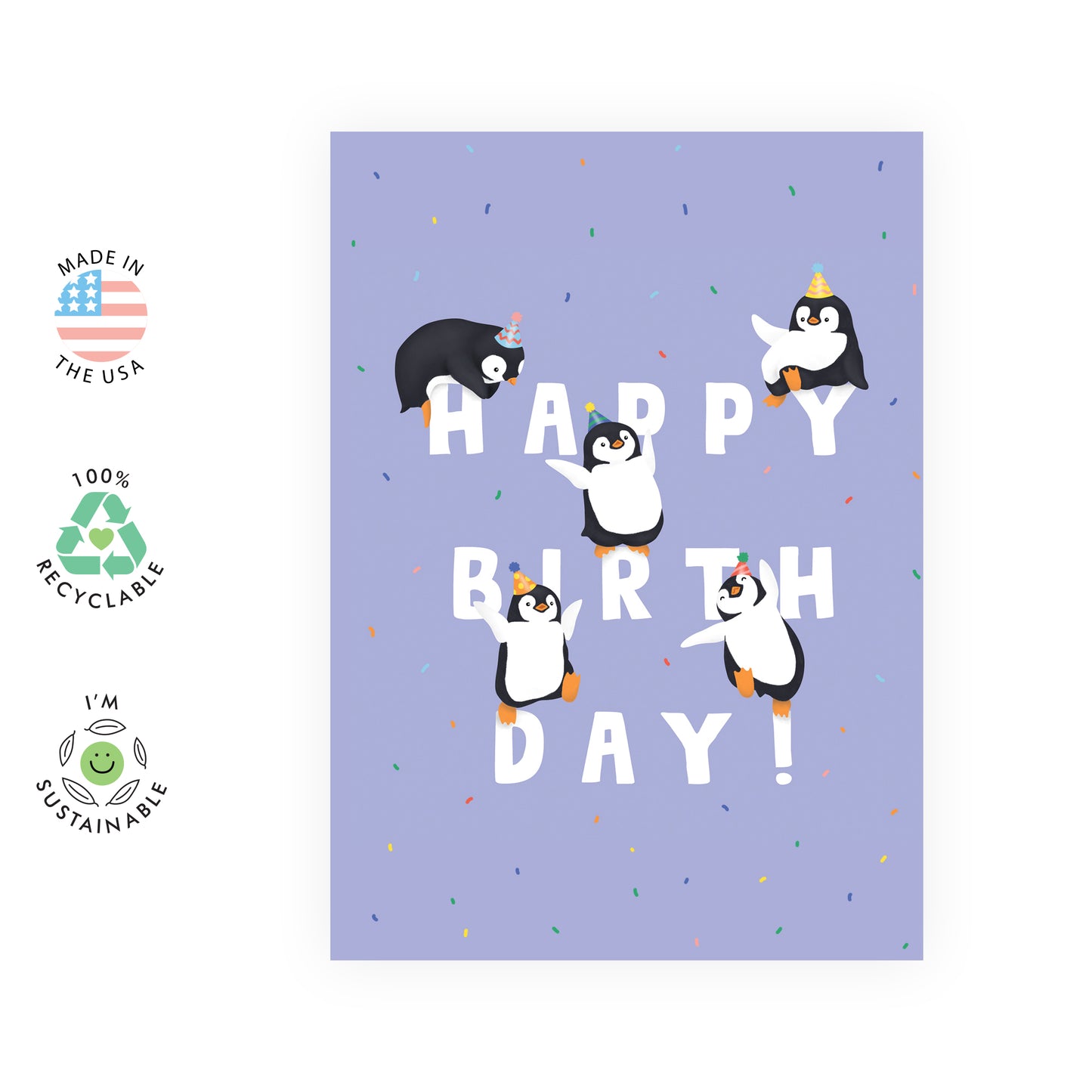 Penguin Birthday Card - Happy Birthday - For Men Women Him Her Boys Girls
