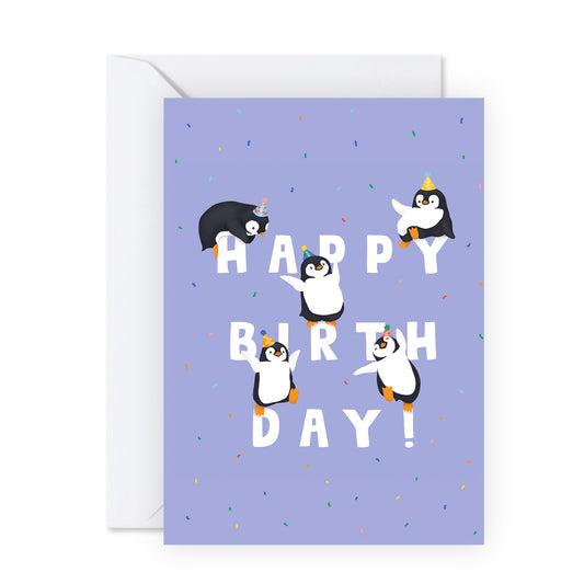 Penguin Birthday Card - Happy Birthday - For Men Women Him Her Boys Girls