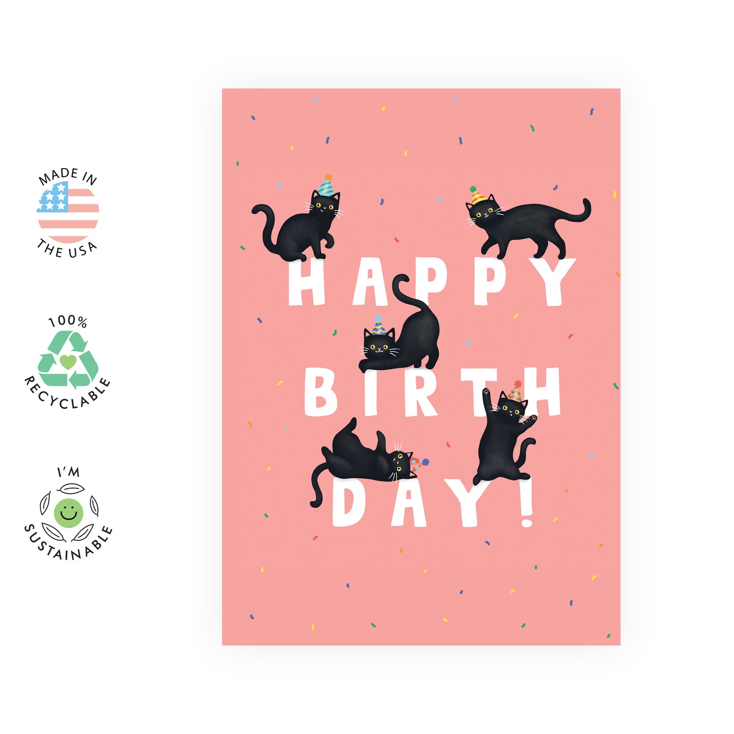 Cat Birthday Card - Happy Birthday - For Men Women Kids Boys Girls
