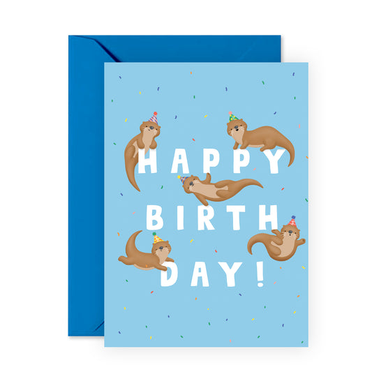 Otter Birthday Card - Happy Birthday - For Men Women Kids Boys Girls