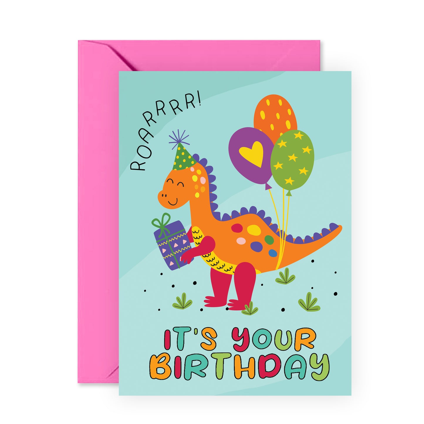 Dinosaur Birthday Card - Roarr! It’s Your Birthday - For Kids Boys Girls