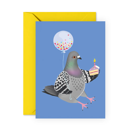 Cute Birthday Card - Party Pigeon - For Men Women Him Her