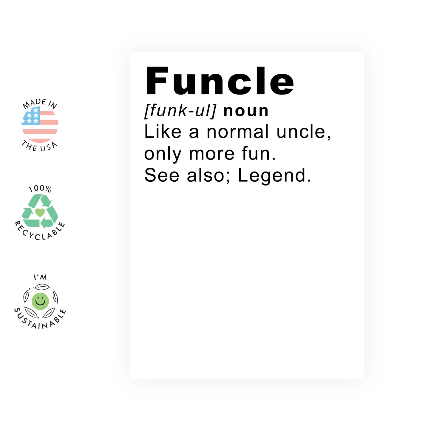 Funny Birthday Card - Funcle - For Uncle Men Him