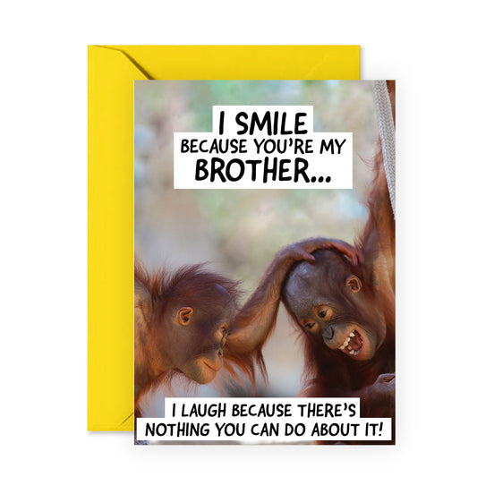 Birthday Card for Brother - Funny Brother Birthday Card For Him - Gag Jokes Prank - Comes With Fun Stickers