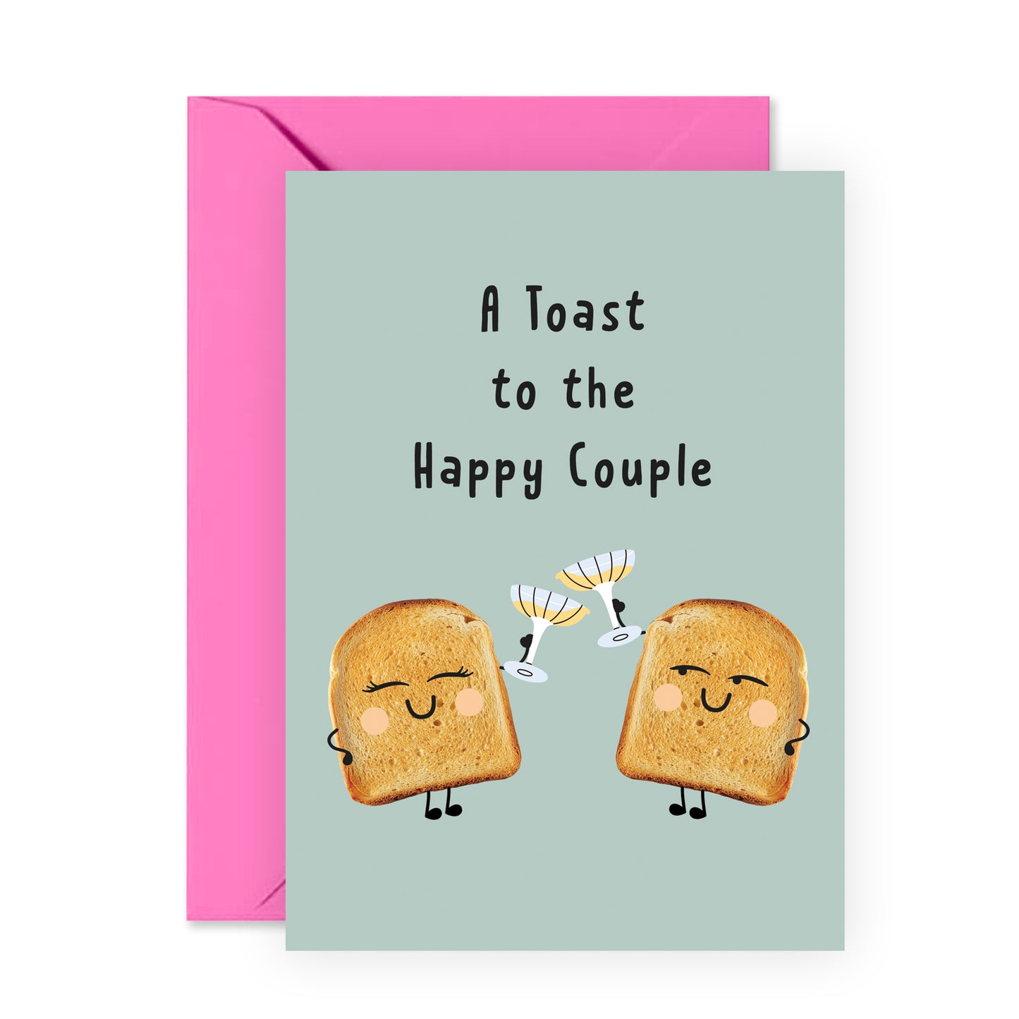 Cute Congratulations Card - Toast To The Happy Couple - For Men Women