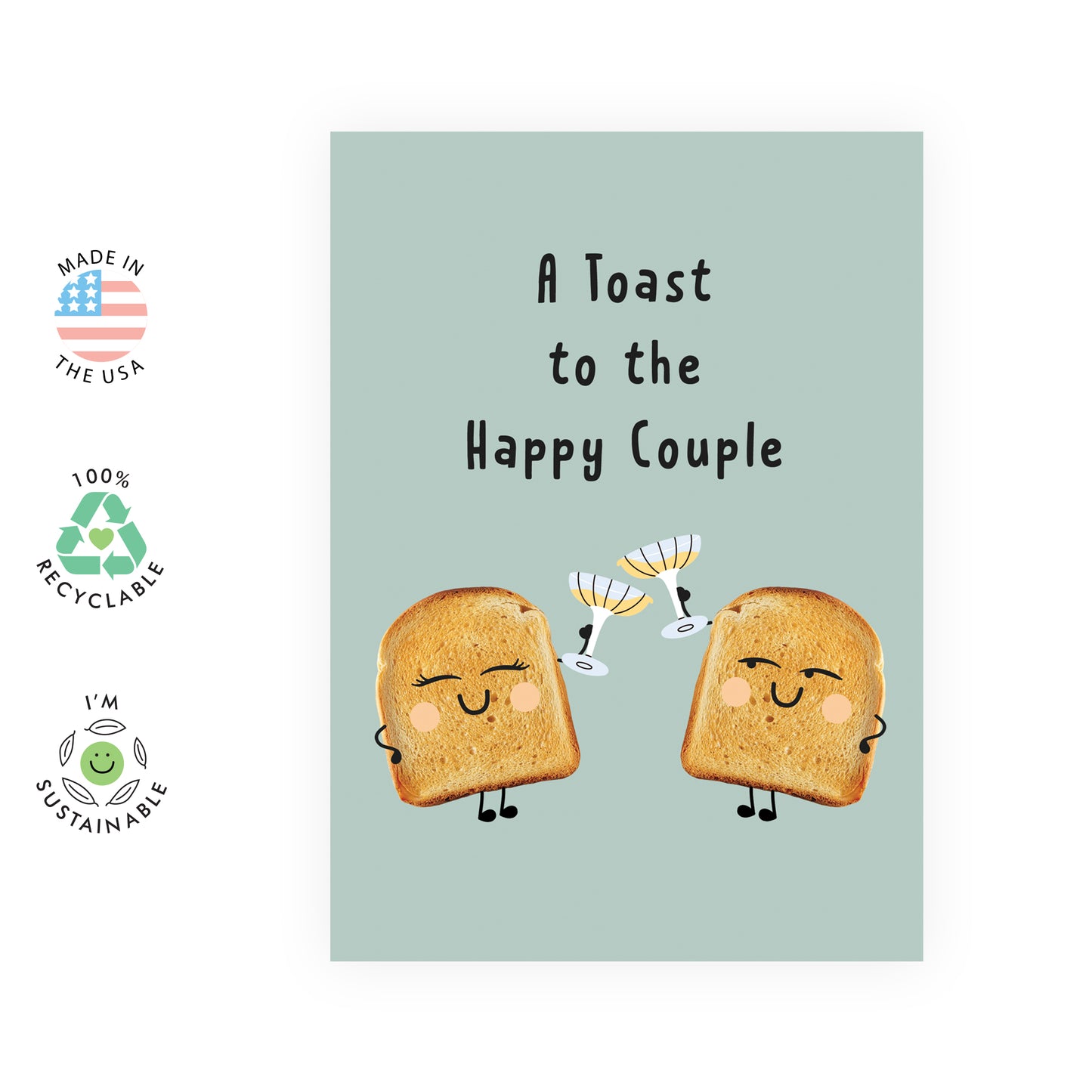 Cute Congratulations Card - Toast To The Happy Couple - For Men Women