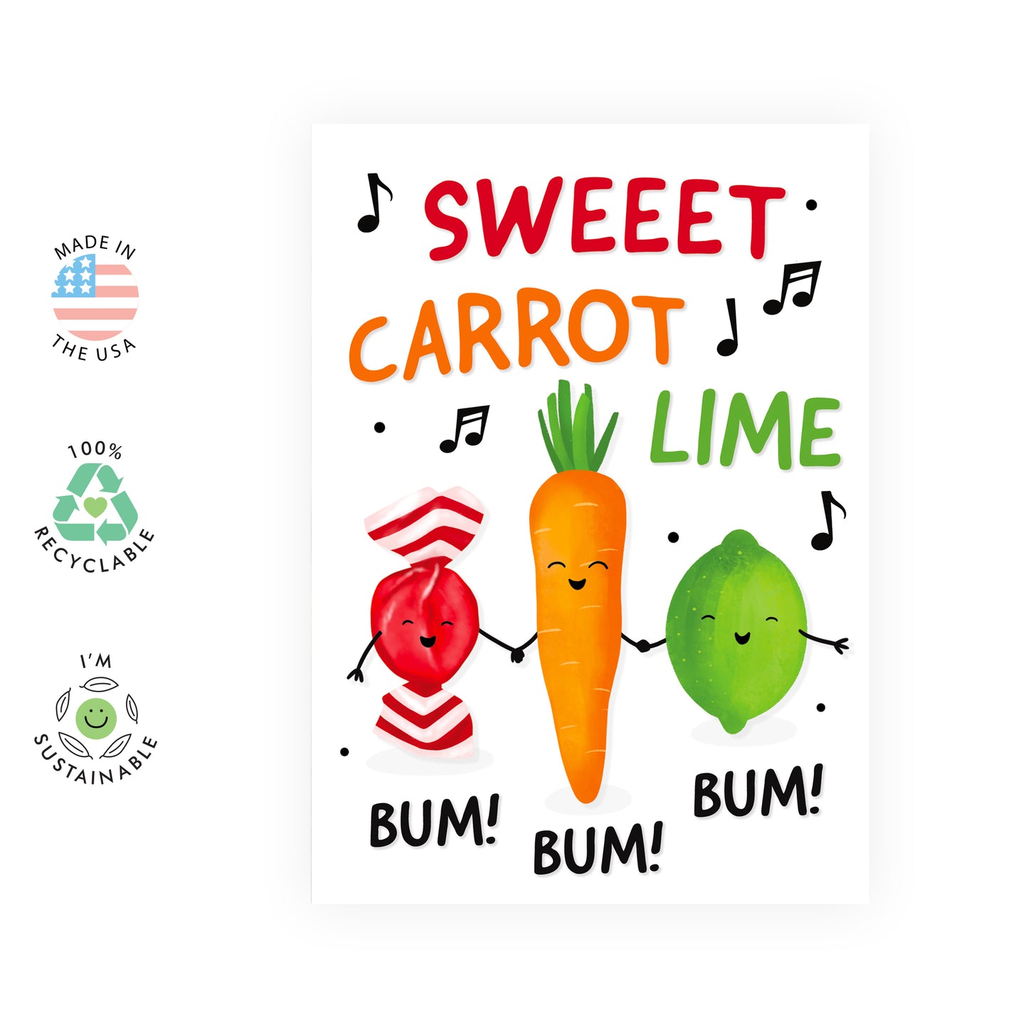 Funny Birthday Card - Sweet Carrot Lime - For Him Her Men Women
