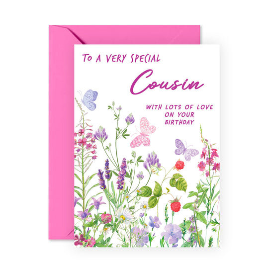 Sweet Birthday Card - To A Very Special Cousin - For Women Her Girls