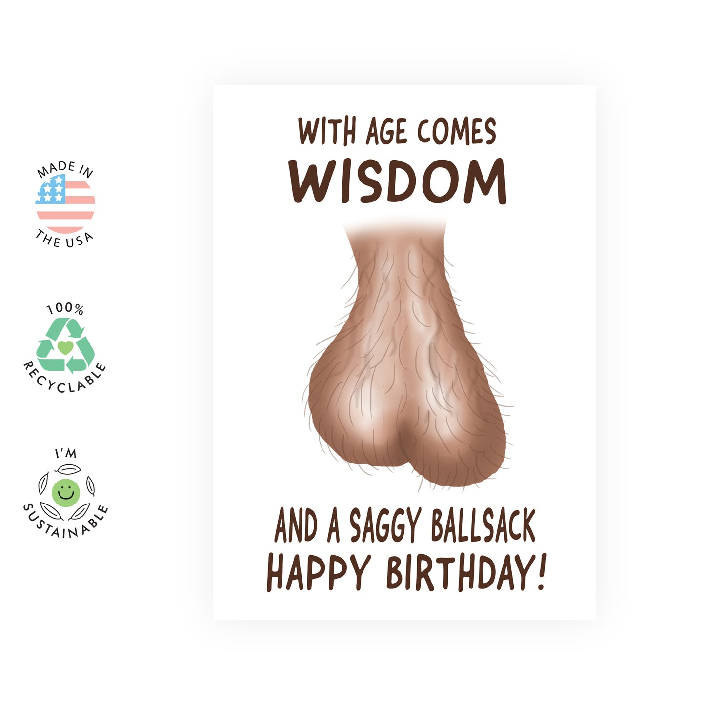 Funny Birthday Card - With Age Comes Wisdom - For Men Him