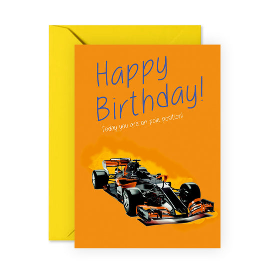 Birthday Card For Men - F1 Race Car Themed - Boy Birthday Card - For Husband Boyfriend Uncle Nephew - Comes With Fun Stickers - Made In The UK