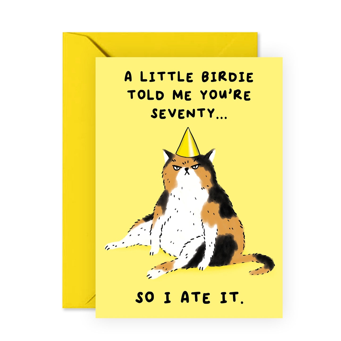 Cat Birthday Card - Little Birdie Told Me You're Seventy - For Men Women