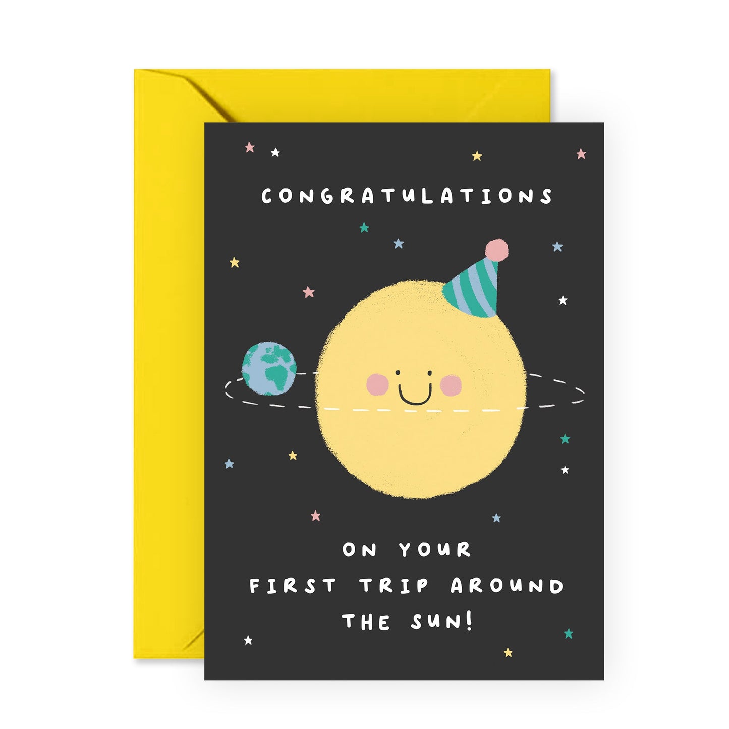 1st Birthday Card - First Trip Around The Sun - For Boys Girls Kids Him Her