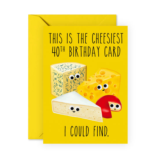 40th Birthday Cards for Women - 'Cheesiest 40th Birthday Card' - Sweet 40th Birthday Gifts for Men - Forty Year Old - Comes With Fun Stickers - Made In UK