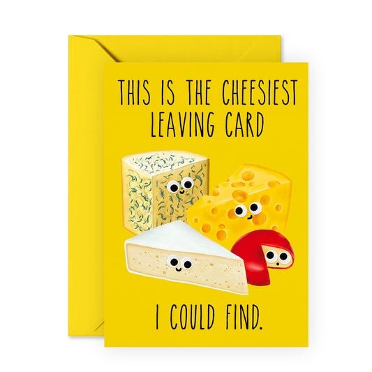 Coworker Leaving Card - 'Cheesiest Leaving Card' - Sweet Resignation Gifts For Men Women - For Boss Colleague Friends Roommate Neighbor - Comes With Fun Stickers