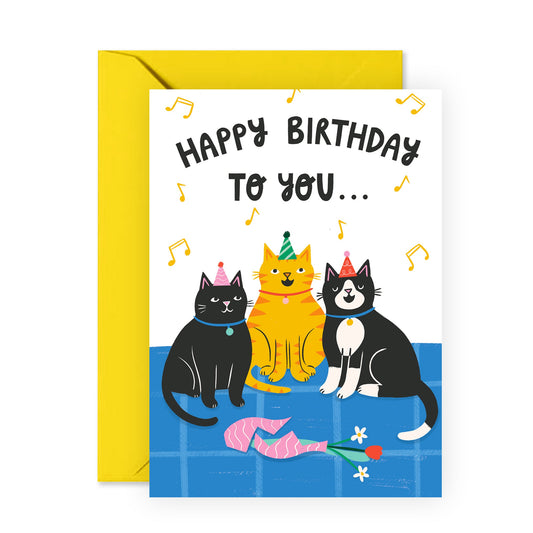 Funny Cat Birthday Card - Cute Birthday Card From Cat - For Cat Owner - Cat Mom and Dad - Vegan Ink - Comes With Fun Stickers - Made In The UK