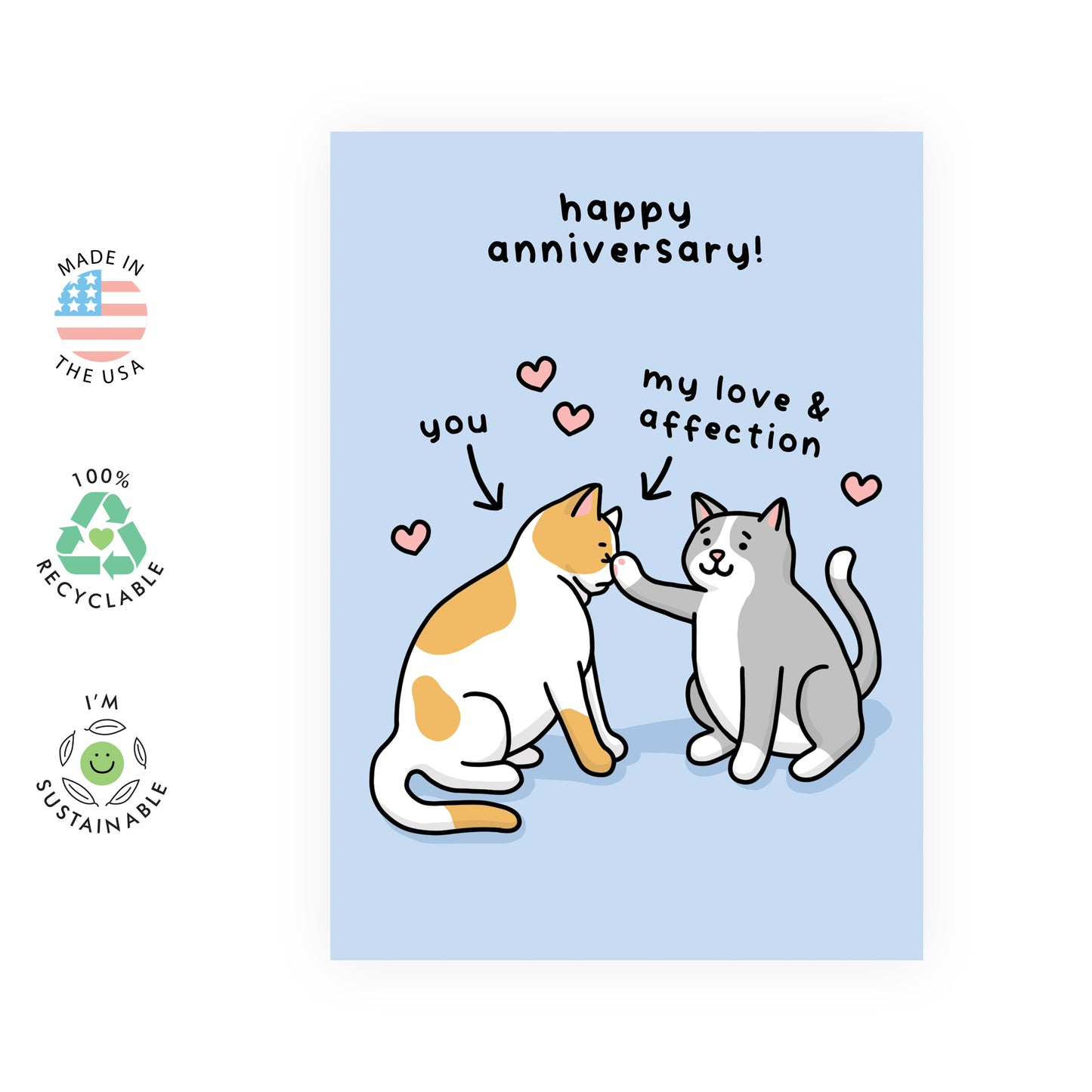 Cat Anniversary Card - My Love & Affection - For Men Women