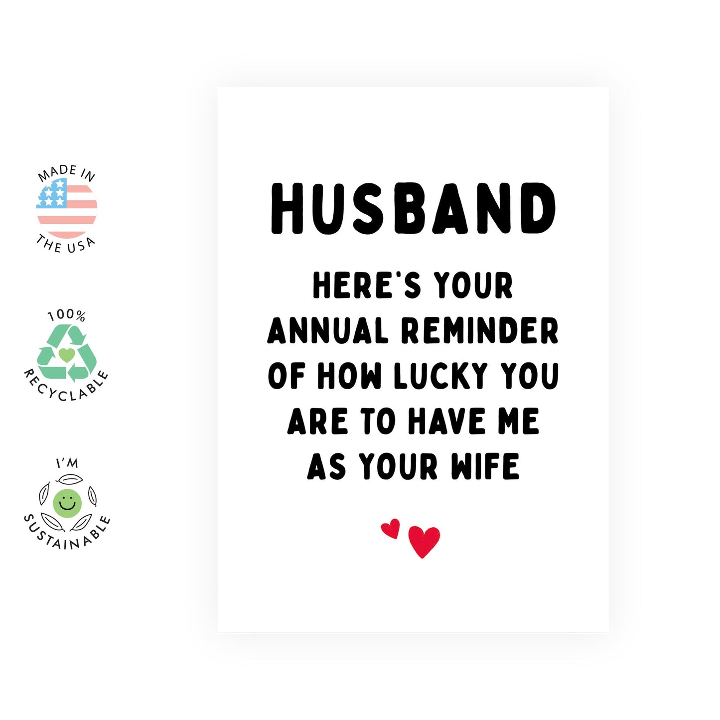 Anniversary Card For Husband - Funny Husband Birthday Card From Wife - Sweet Gifts For Men - Comes With Fun Stickers - Made In UK