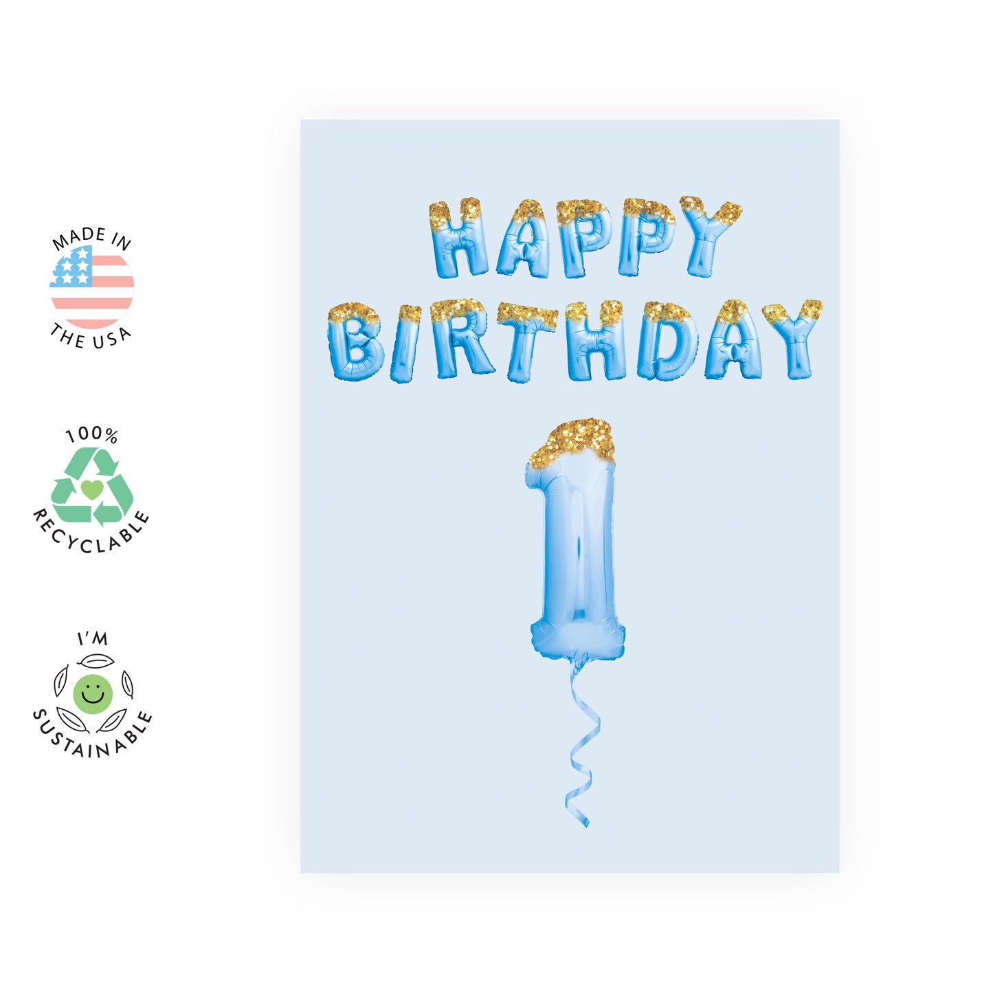 1st Birthday Card - Happy Birthday One - For Kids Boys Him