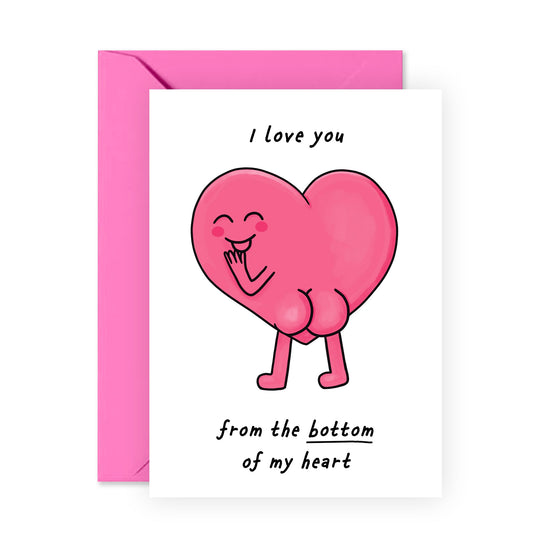 Funny Anniversary Card For Husband From Wife - 'I Love You From The Bottom Of My Heart' - Naughty Valentines Day Cards For Boyfriend Girlfriend Him Her They Couple- Comes With Stickers