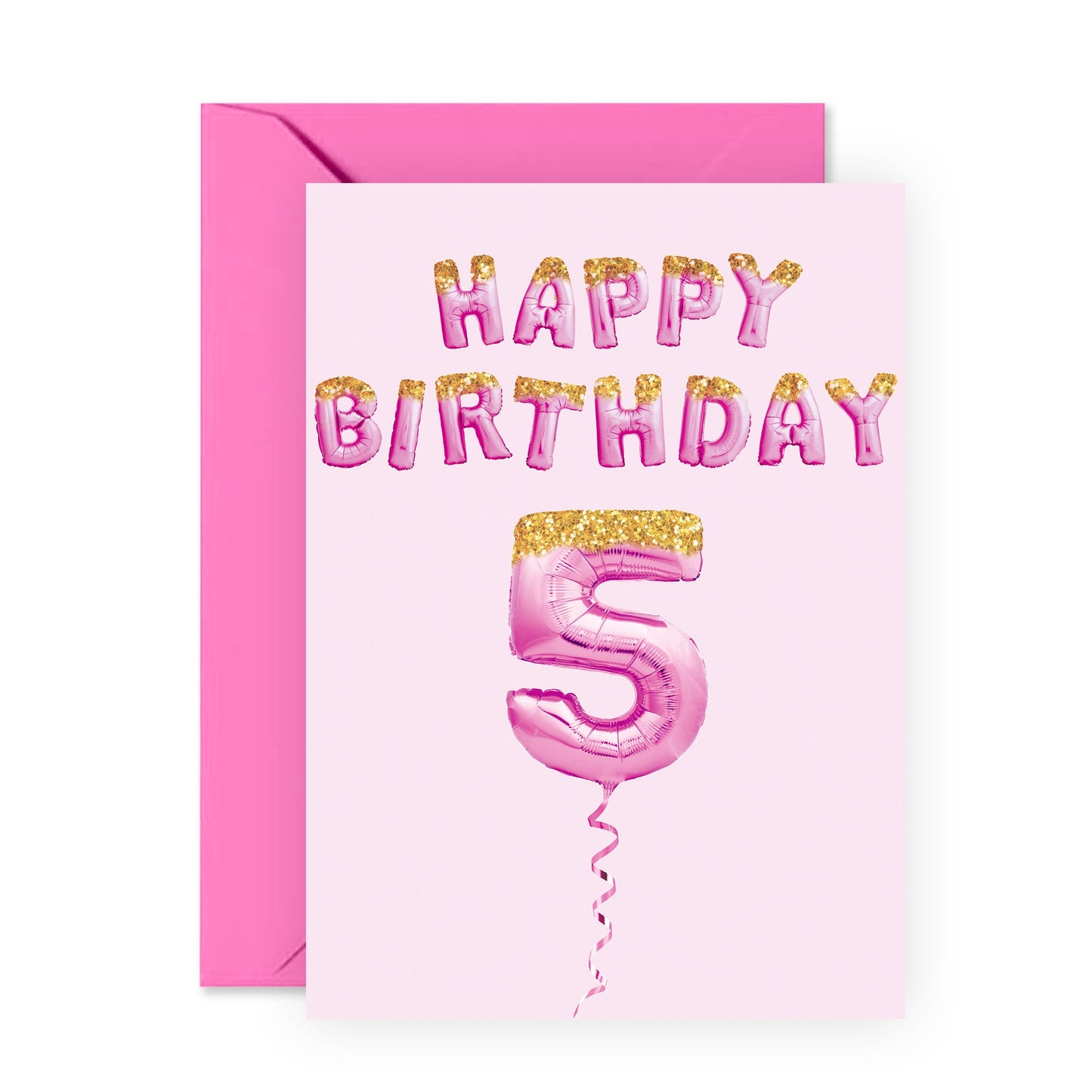 5th Birthday Card - Happy Birthday Five - For Kids Girls Her
