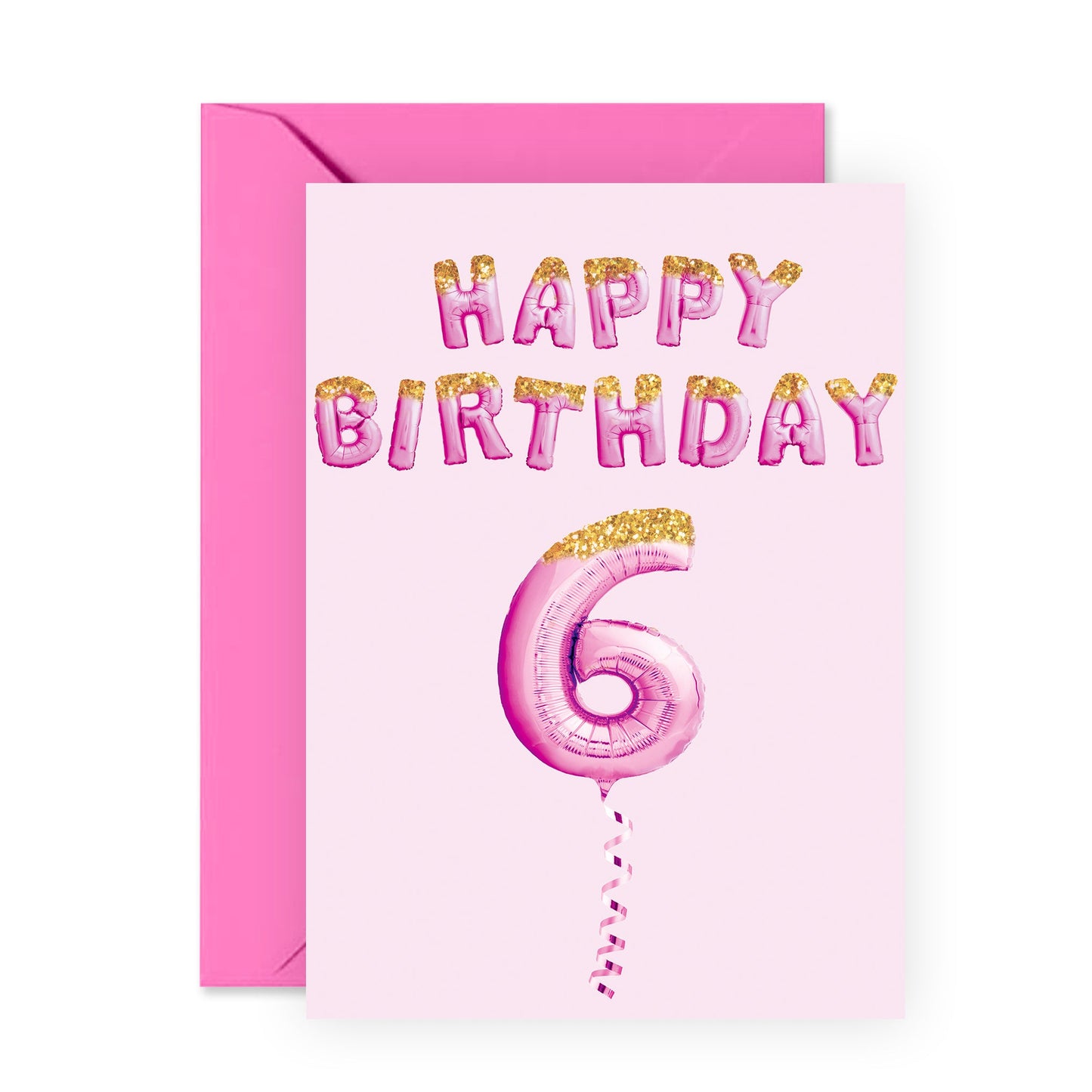 6th Birthday Card - Happy Birthday Six - For Kids Girls Her