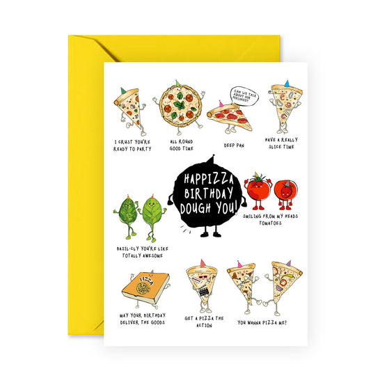 Pizza Birthday Puns - Funny Birthday Card - Food Valentines Card - Italian - Mom Birthday Card - Dad Birthday Cards - Greeting Cards For Pizza Lover - Comes With Fun Stickers