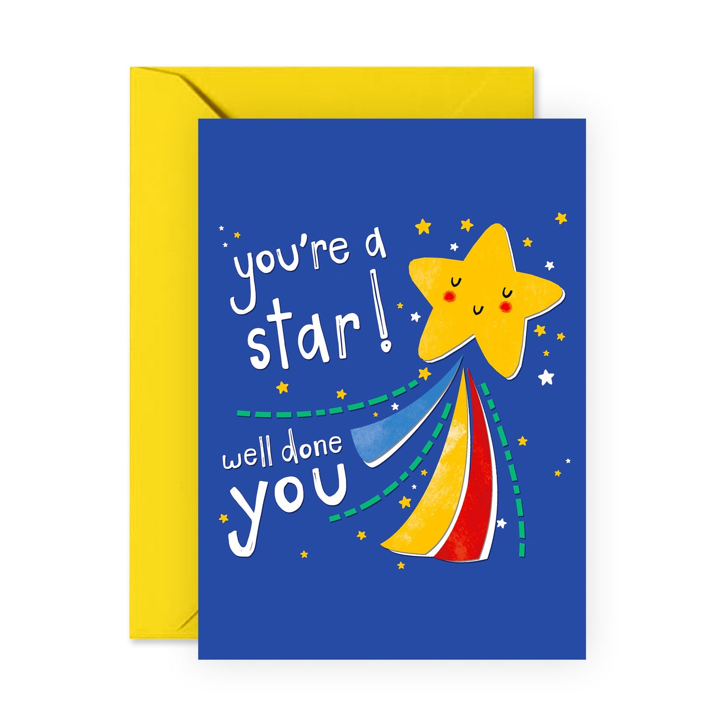 Well Done Card For Girl Or Boy - 'You're A Star' - Congratulations Card For Son Daughter Him Her - Congrats Gift For Men Women - Comes With Fun Stickers
