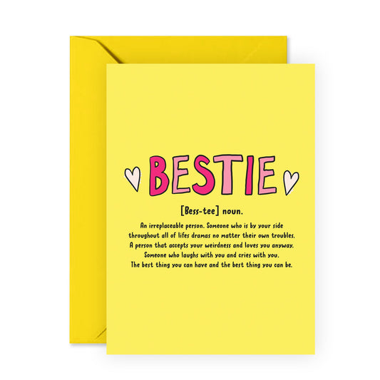 Besties Card - Friendship Gifts For Women - Bestfriend Card For Bff - Sweet Words For Female Friends - Best Friend Birthday Card - Comes With Fun Stickers