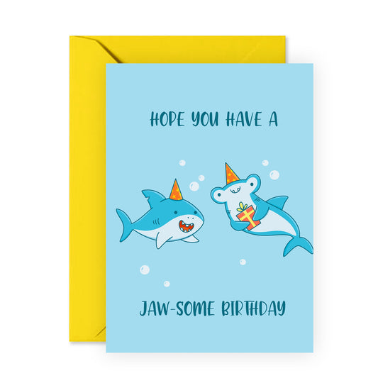 Birthday Card Son Daughter - Shark- Birthday Cards Men Women - Birthday Greeting Cards - Brother Sister Birthday Cards Dad Mom - Comes With Stickers