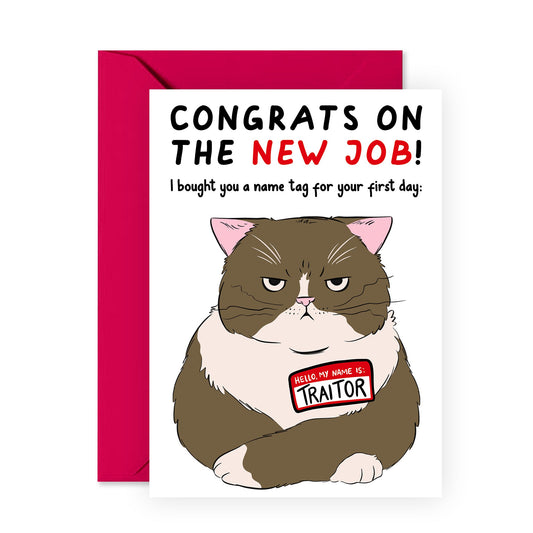 Coworker Leaving Cards For Men Women - Cat Traitor - Funny Goodbye Cards For Colleague - New Job Gifts For Boss Employee Officemate - Come With Fun Stickers