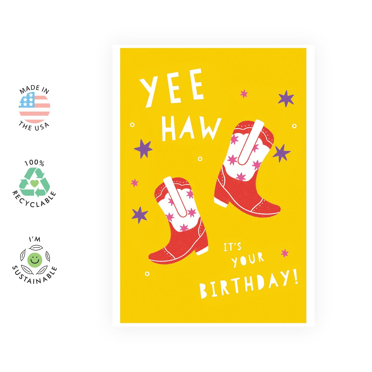 Birthday Card Western - Yeehaw It's Your Birthday - Cowboy Boots - Greeting Cards For Uncle Aunt Dad Grandfather - Comes With Fun Stickers