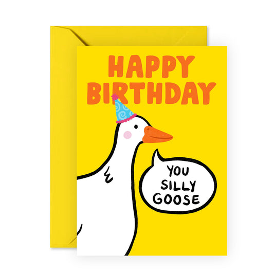 Happy Birthday Card For Friend - Silly Goose - Funny Greeting Cards For Son Daughter Nephew Niece - Humorous Gifts For Men And Women - Comes With Stickers